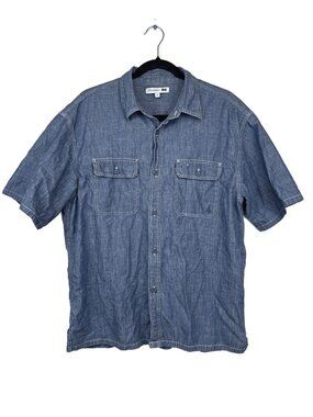 UNIQLO x JW ANDERSON Cotton Chambray Short Sleeve Blue Button-Down Shirt Size M
